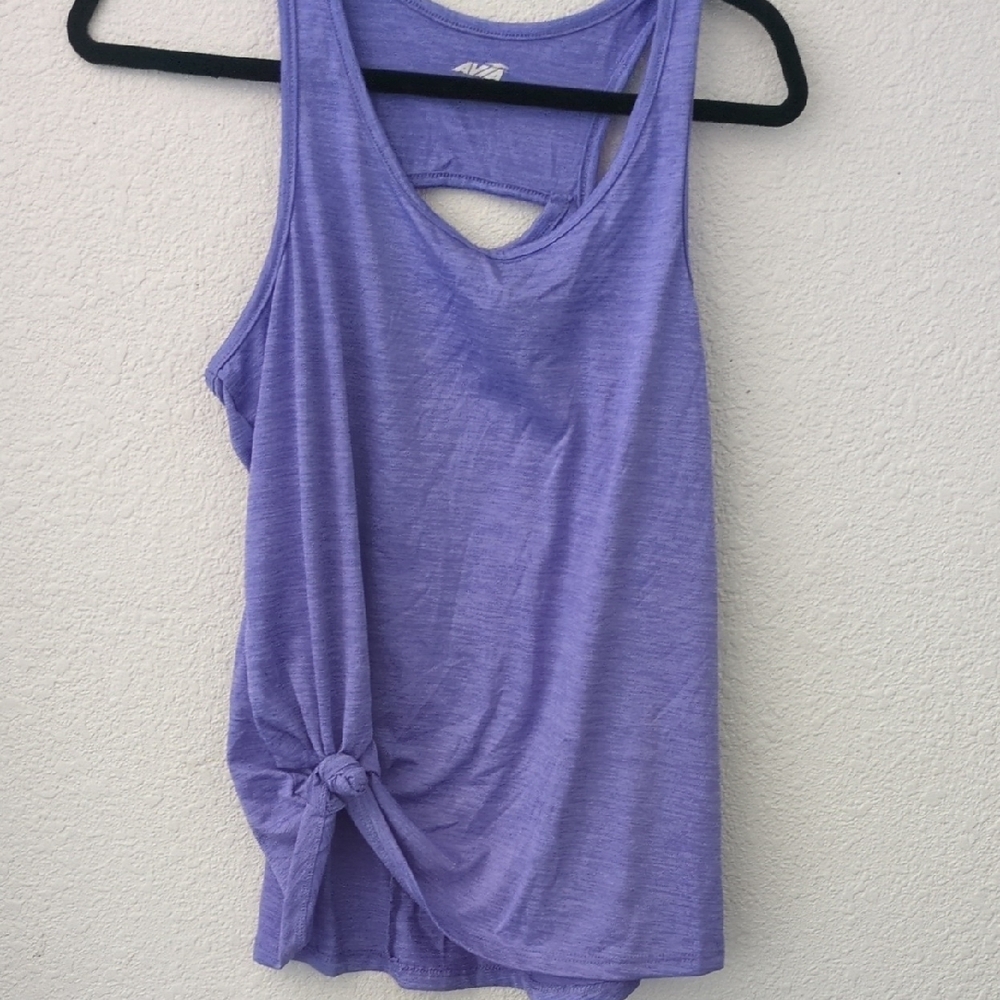 Avia Purple Sleeveless Tie Front Tank Top